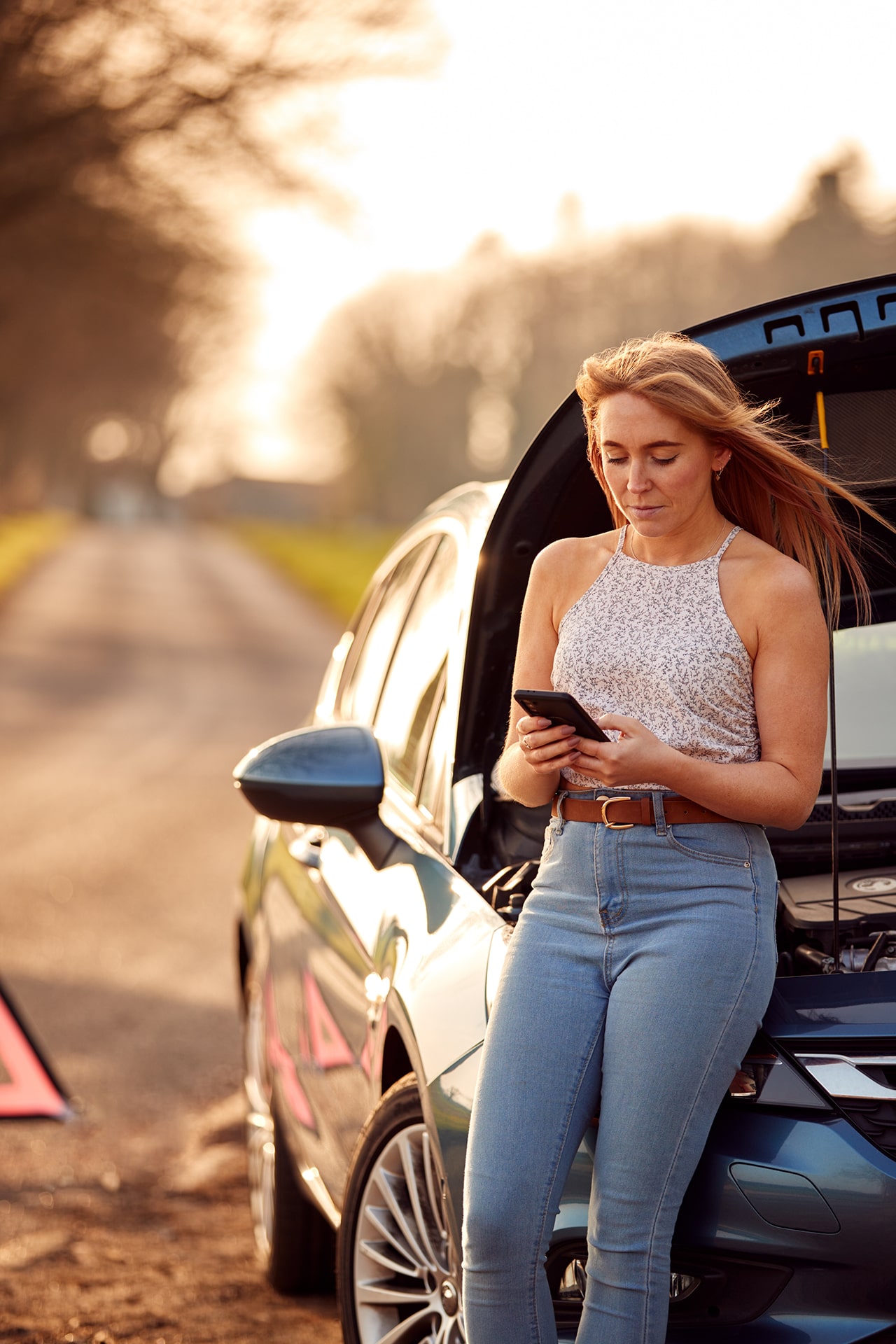 Woman Broken Down Needs Cover